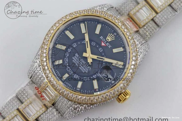 0203 Effortless Diamond Skydweller SS YG TWF Best Edition Black Dial on SS YG Bracelet Asian 23J to 2343